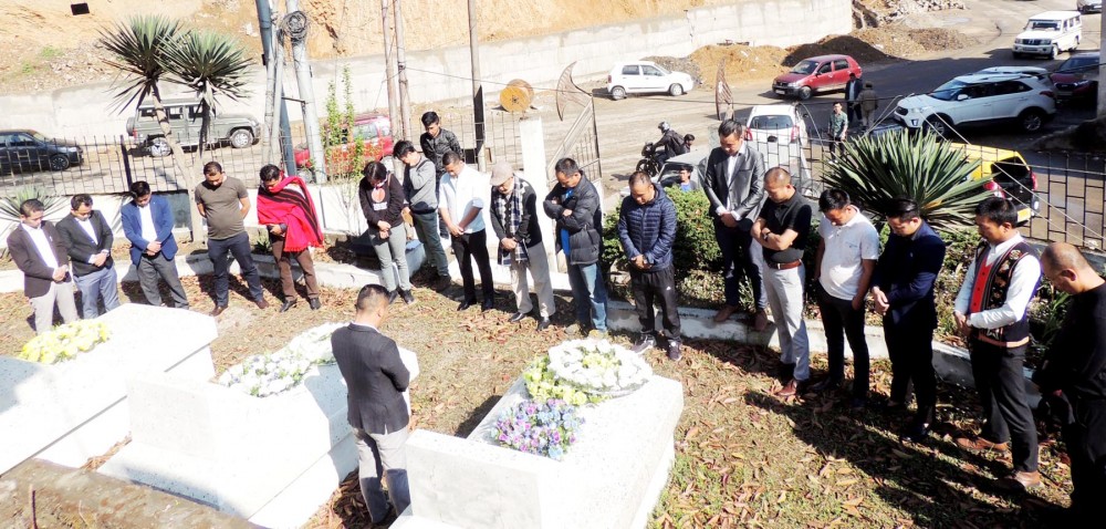 Naga Students’ Federation members paying tribute during the 33rd Martyrs’ Day held at the NSF Martyrs’ Park in Kohima on March 20. (Morung Photo)